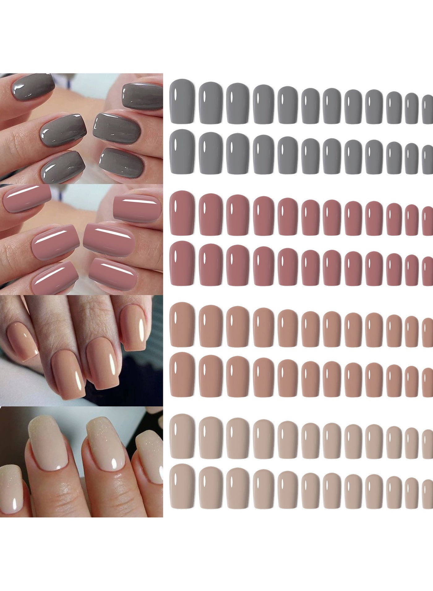 96pcs Four-Grid Box Spring/Summer Series Mixed Pink and Candy Color Medium Length Almond Shape False Nails