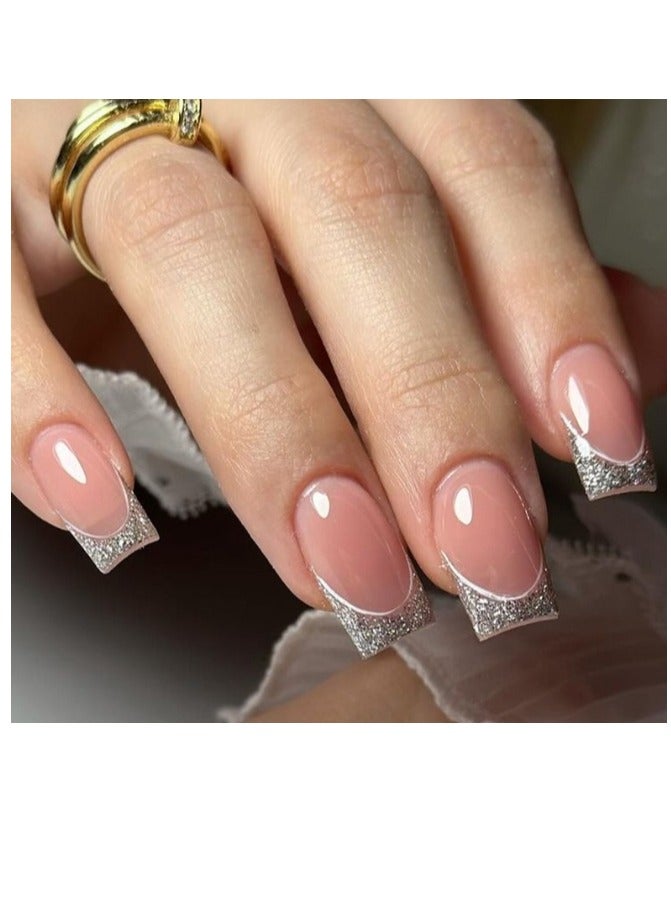 24 Piece Press On Nail,Fake Nails ,Fashionable And Elegant,Manicure Wearable Fake Nail Stickers Removable Finished Nail Accessories,Fake Acrylic Nails With Kit.
