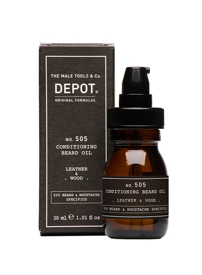 Conditioning Beard Oil in Leather & Wood - Moisturizes & Conditions Beard Hair, Leaves a Rich, Masculine & Earthy Scent (30 ml)