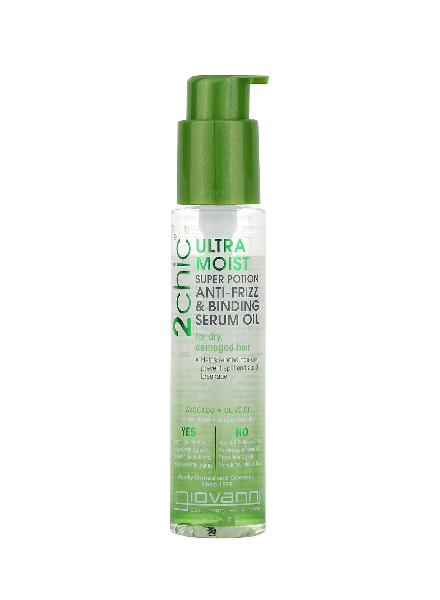 2chic Ultra-Moist Super Potion Anti-Frizz & Binding Serum Oil Avocado Olive Oil 2.75 fl oz 81 ml