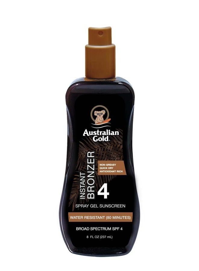 Spray Gel Sunscreen with Instant Bronzer SPF - 4, 8 Ounce | Moisturize & Hydrate Skin | Broad Spectrum | Water Resistant | Non-Greasy | Oxybenzone Free | Cruelty Free