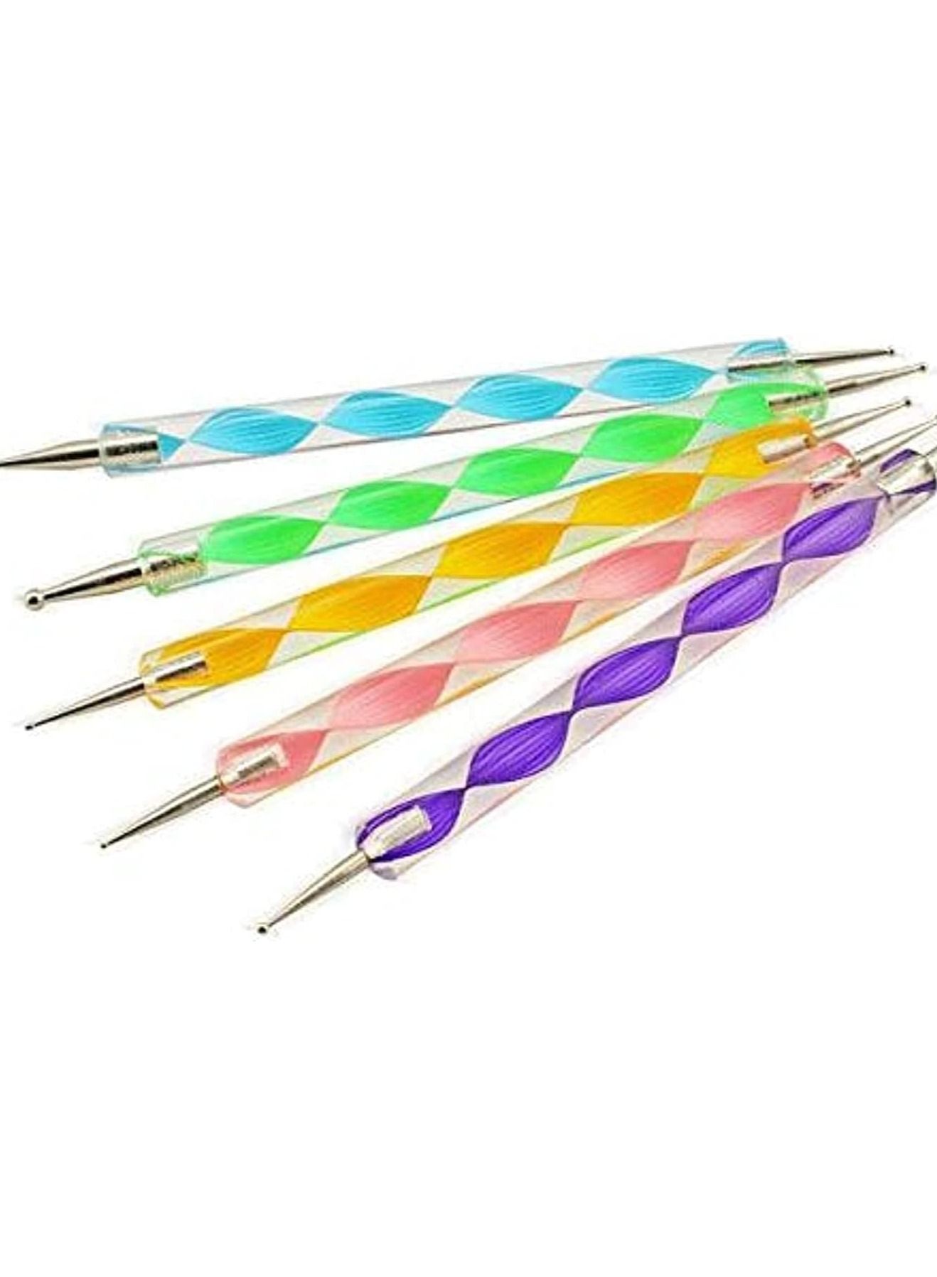 ORiTi 5pcs 2way Nail Art Design Set Dotting Painting Drawing Brush Polish Marbleizing Pen Tools on Natural nails polish plastics kit