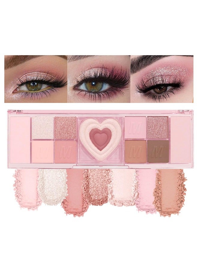 12 Colors Nude Natural Pink Matte Shimmer Eyeshadow Palette for Eye Makeup,High Pigmented Brown Eye Shadow Primers Powder #02