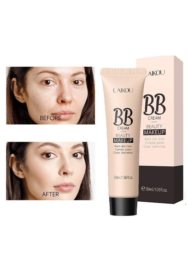 BB Cream Beauty Makeup，Gift for woman Hydrating Color Correcting Cream Full-Coverage Foundation Primer Concealer Cream Naturally Brighten Skin ToneFor All Skin Types Evens Skin Tone Oil-Free natural color #110 Lvory