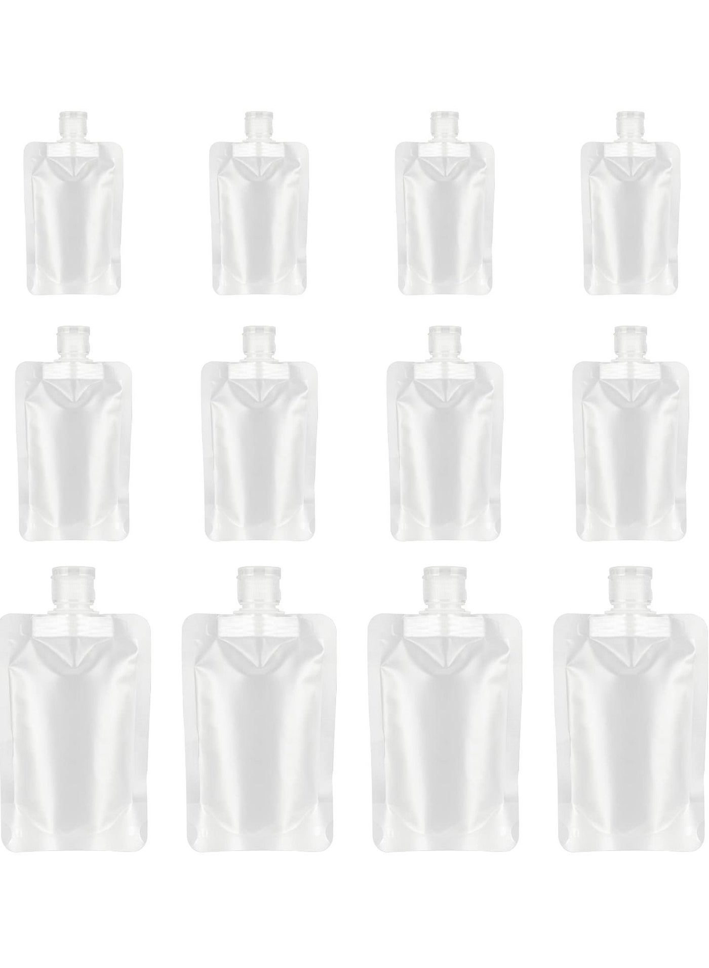 Refillable Squeeze Bag, 12-Piece Travel Container Wash Bag, Stand-Up Bag Packaging Bag, Portable Travel Liquid Makeup Bag for Lotion/Shampoo/Cream/Hand Soap (30ml/50ml/100ml)