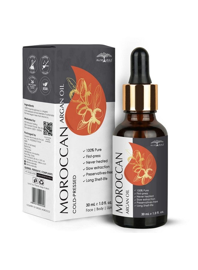 All Naturals Argan Oil - Cold Pressed (Imported From Morocco) Pure & Undiluted Carrier Oil For Hairfall, Hairloss & Sensitive Skin & Face Massage - 30ML