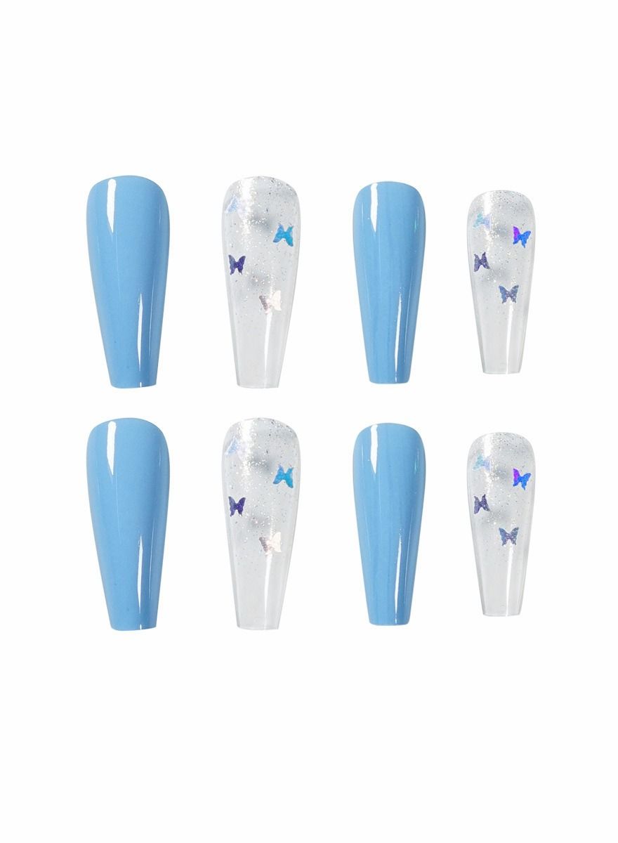 Stiletto Press on Nails Medium, Acrylic Fake Nails Glue on Nails, False Nails with Glue for Women and Girls