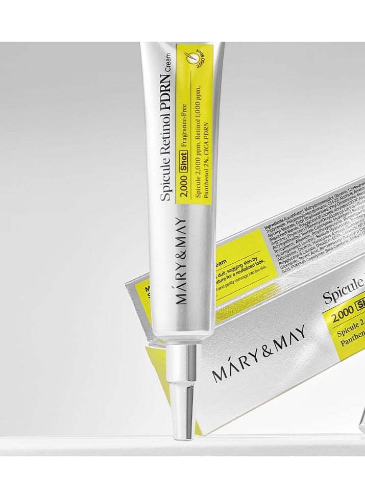 MARY & MAY Spicule Retinol PDRN Cream 30ml – Fragrance Free Vegan Korean Skincare with Retinol 1000ppm, Spicule 2000ppm, PDRN, CICA & Panthenol