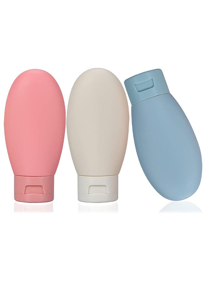 3 Pcs Travel Bottles Set,60ML Travel Bottles Containers, Small Mini Empty Plastic Squeeze Bottles for Travel Toiletries, Shampoo and Conditioner