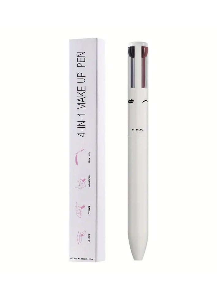 Makeup Pen 4 in 1 (Eye Liner, Brow Liner, Lip Liner, & Highlighter) All-in-One, Multi-Functional Portable Beauty Product, On The Go Travel