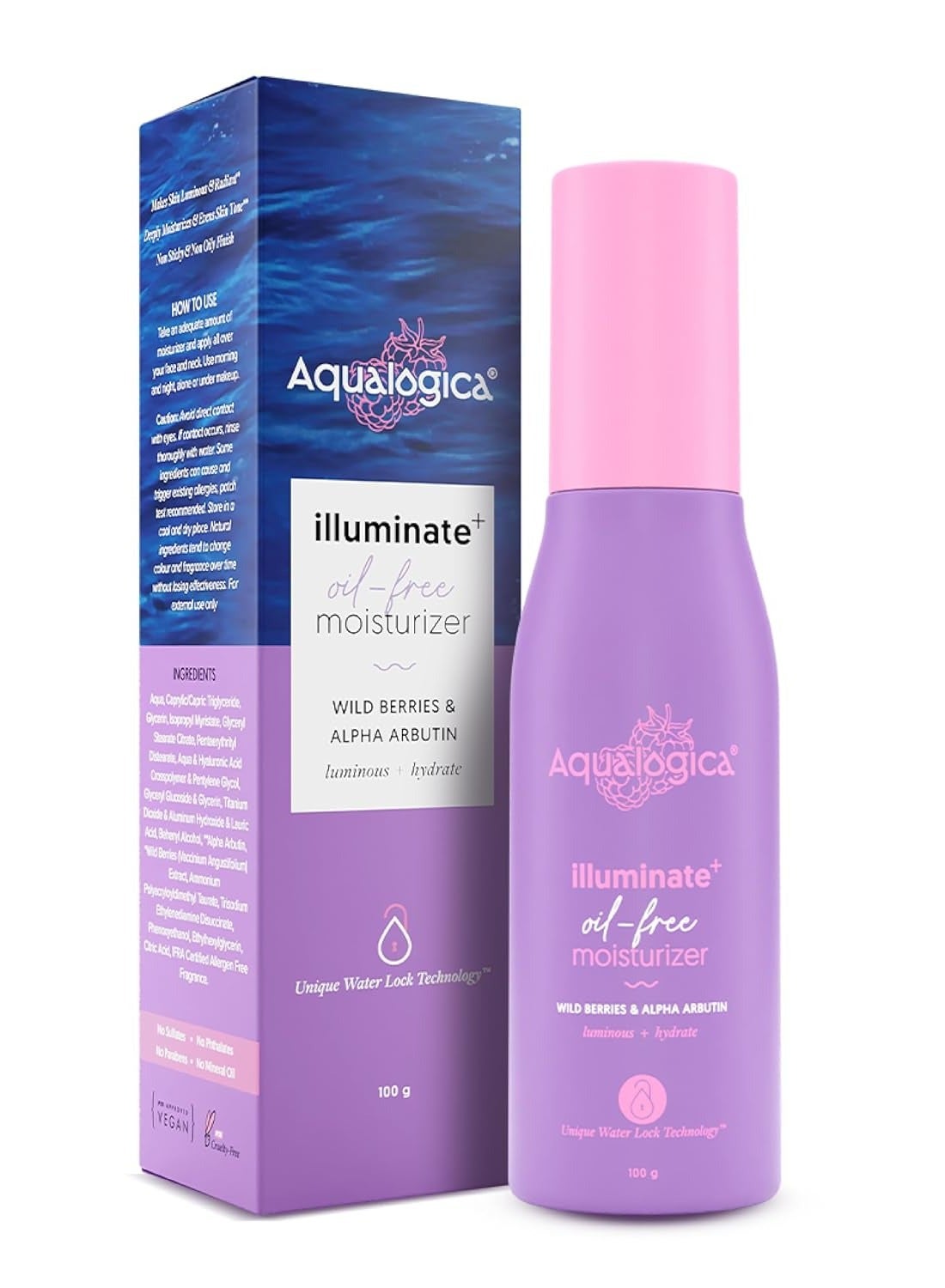 Aqualogica Lightweight Moisturizer For Face Hyaluronic Acid and Alpha Arbutin Hydrating and Oil-Free For Women and Men - 100g