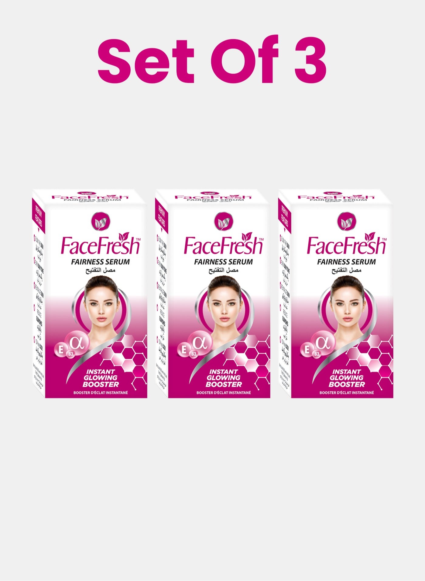 Set of 3 Fairness Face Serum - Alpha Arbutin & Glutathione, Brightening & Glowing Skin, Clears Dark Cells, Best for Dry Skin but For Sensitive Skin, All Day Use