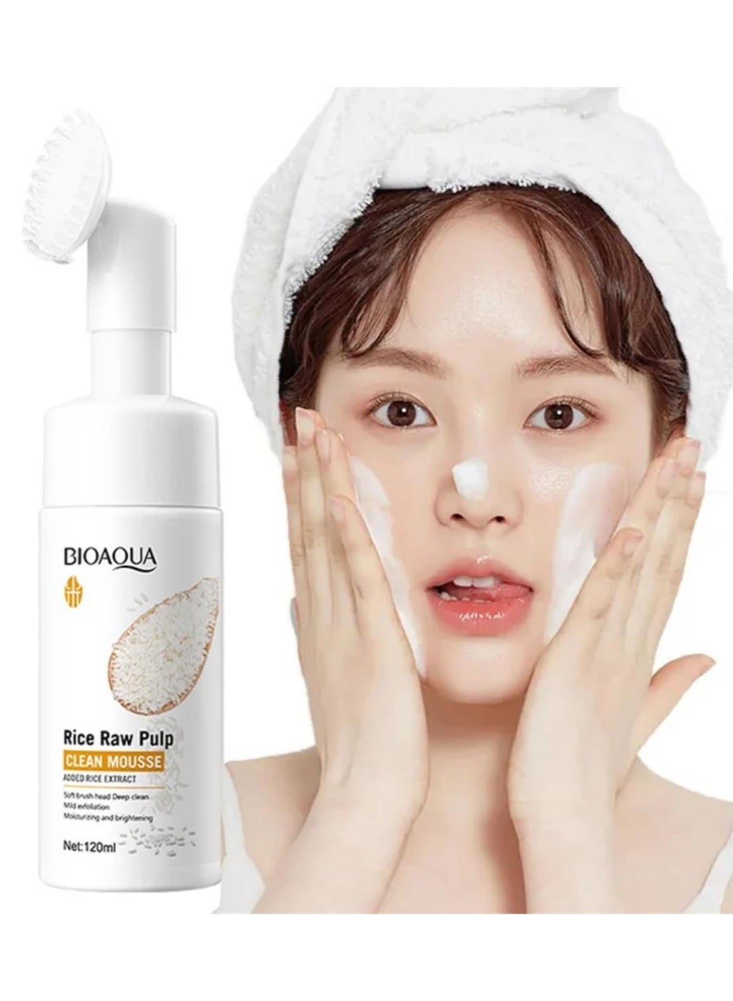 Bioaqua Rice Raw Pulp Cleanser Mousse 120ML