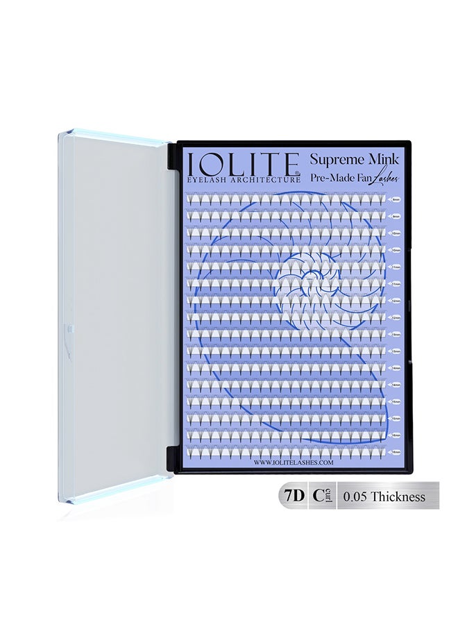 Iolite Eyelash Extensions -  7D Supreme Mink Pre-Made Fan Lash Extensions – C Curl, 0.5T Mix (8mm-16mm) | Fast Application | Premium Volume, Lightweight & Natural | Salon-Quality for Lash Artists ISMP7DC5T - 10MM