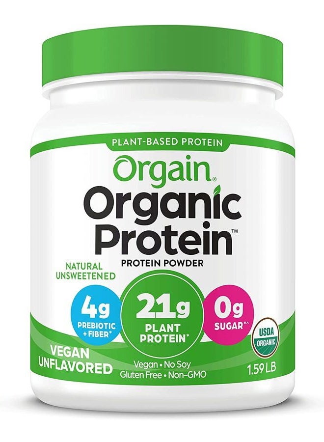 Organic Unflavored Vegan Protein Powder, Natural Unsweetened - 21g of Plant Based Protein, Non Dairy, Gluten Free, No Sugar Added, Soy Free, Non-GMO, 1.59 lb (Packaging May Vary)
