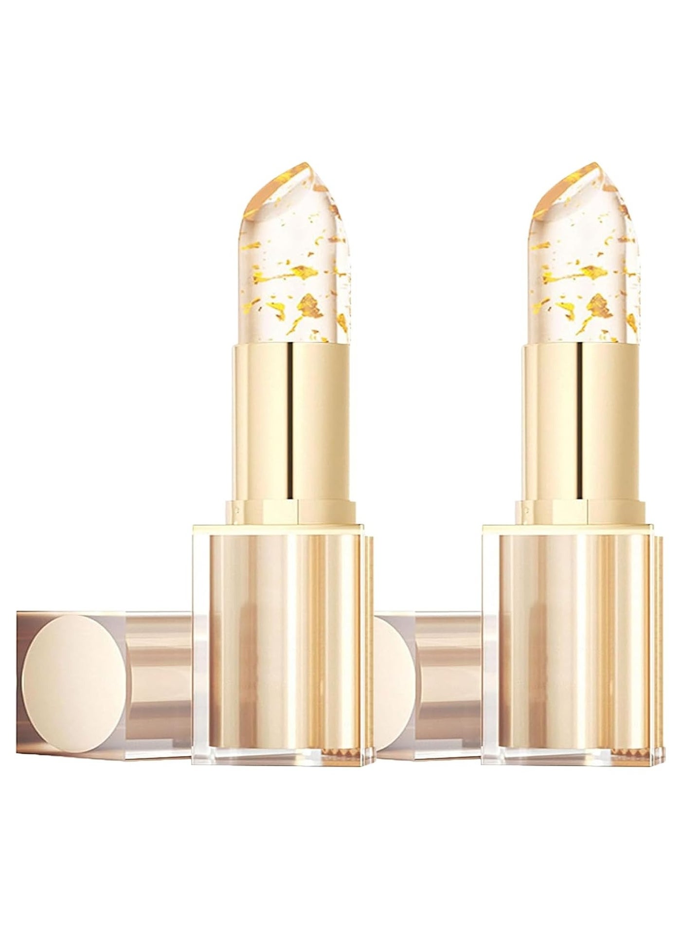 Transferproof,Color Changing Lipstick,Gold Crystal Ph Lipstick Color Changing,Long Lasting 24 Hours Moisturizing Glossy Shine Lip Gloss for Women (2pcs)