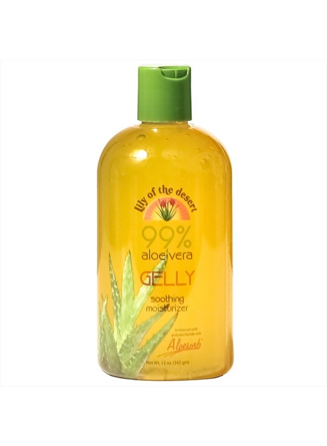 Gelly Moisturizer - 99% Organic Aloe Vera Gel for Skin, After Sun Care with Aloe, Vitamin E Oil, and Vitamin C for Sunburn Relief, 12 Fl Oz