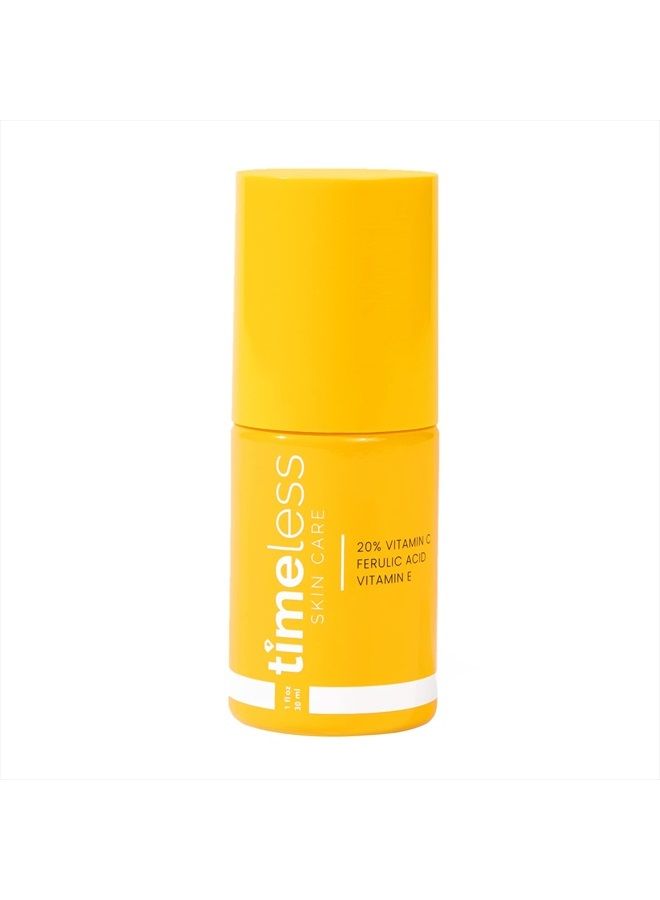 20% Vitamin C + E Ferulic Acid Serum - 1 oz - Lightweight, Non-Greasy Formula - Use Daily to Brighten, Restore & Correct Skin - Recommended for All Skin Types