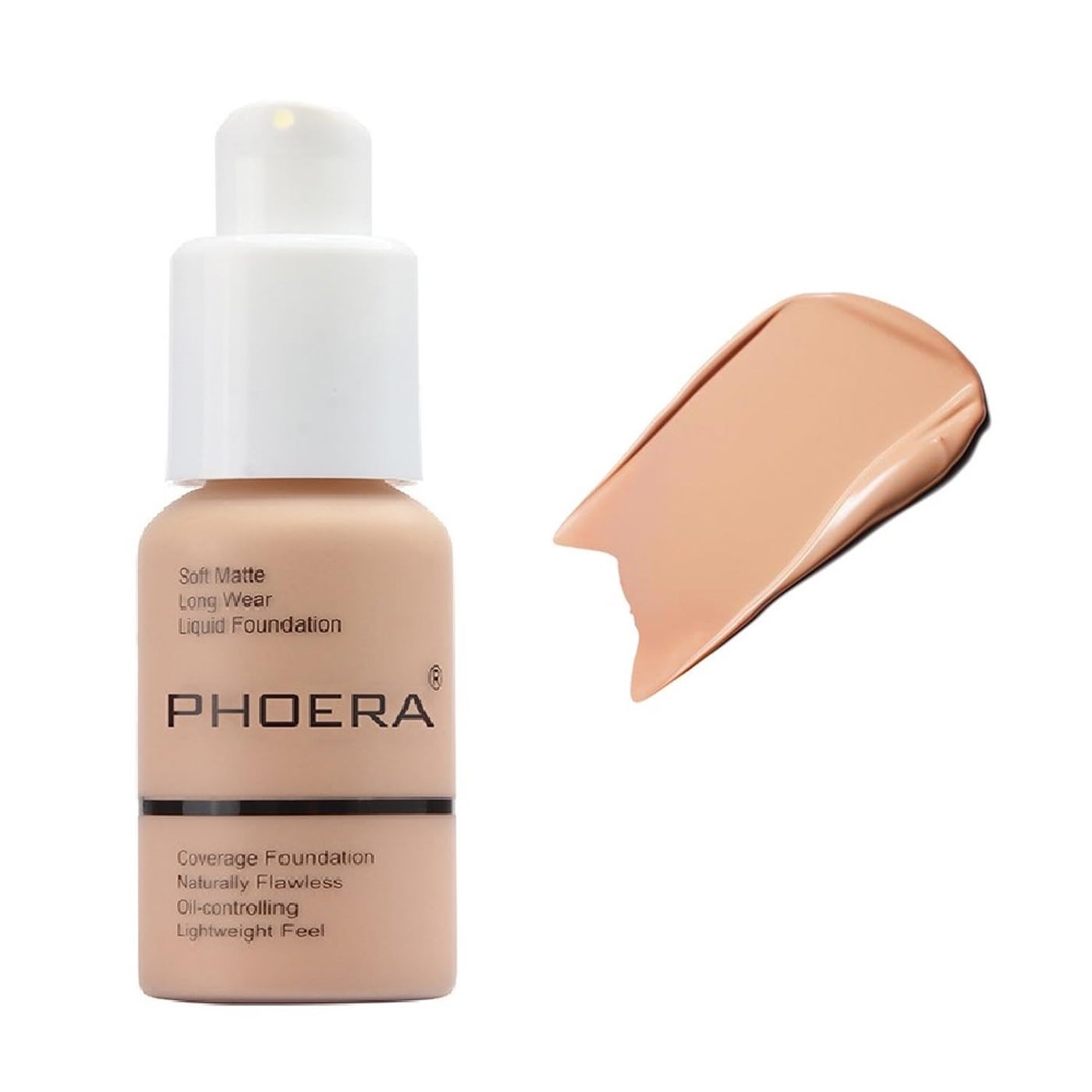 PHOERA Foundation,Flawless Soft Matte Liquid Makeup,24 HR Oil Control Concealer Makeup, Full Coverage Foundation for Women and Girls (103 Warm peach)