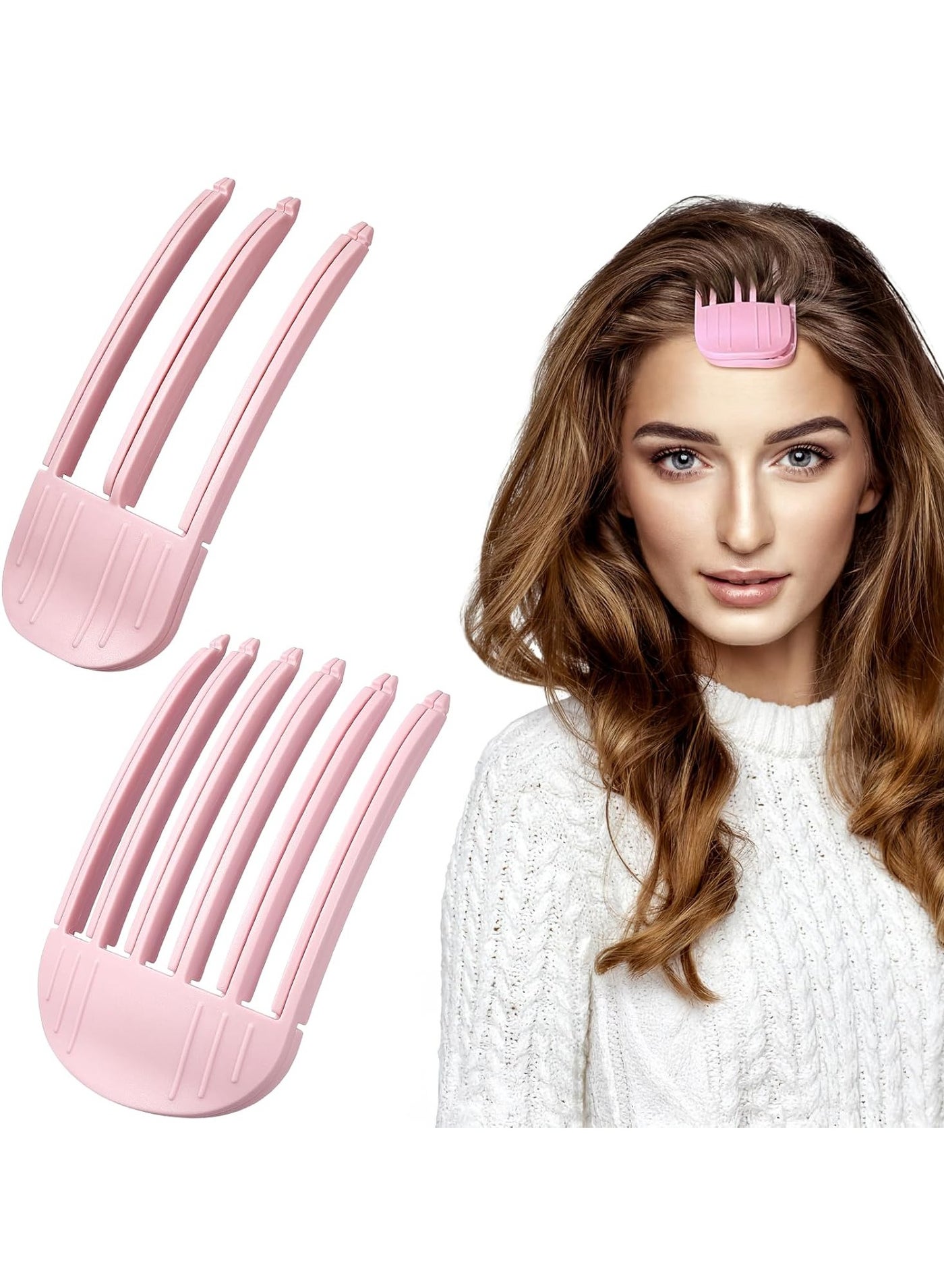 Magic Volume Hair Comb – Instant Fluffy Bangs & High Crown Lift, 2-in-1 Styling Tool for Men & Women (3-Teeth & 6-Teeth, Pink)