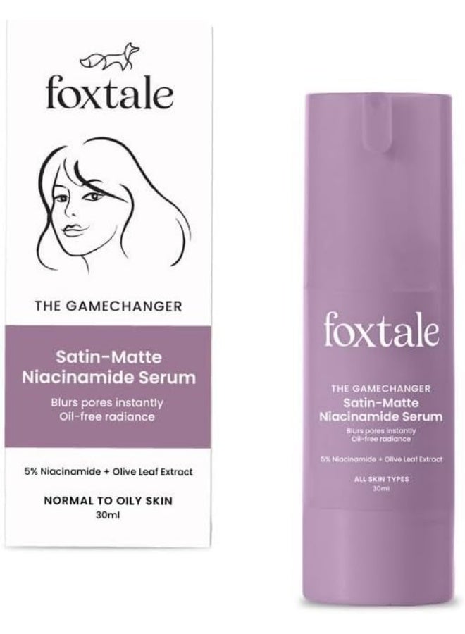 Foxtale 5% Niacinamide Face Serum Fades Blemishes & Acne Marks Reduce Dark Spots Controls Oil and Brightens Skin Lightweight AND Non-sticky All Skin Types Men AND Women - 30ml