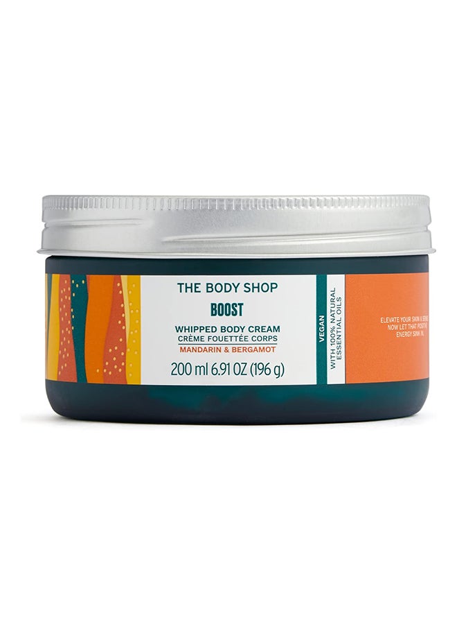 Boost Whipped Body Cream – Nourishing & Non-Greasy Moisturiser for All Skin Types, With Mandarin & Bergamot Essential Oils, 96% Natural Ingredients, Zesty Citrus Scent, 200ML