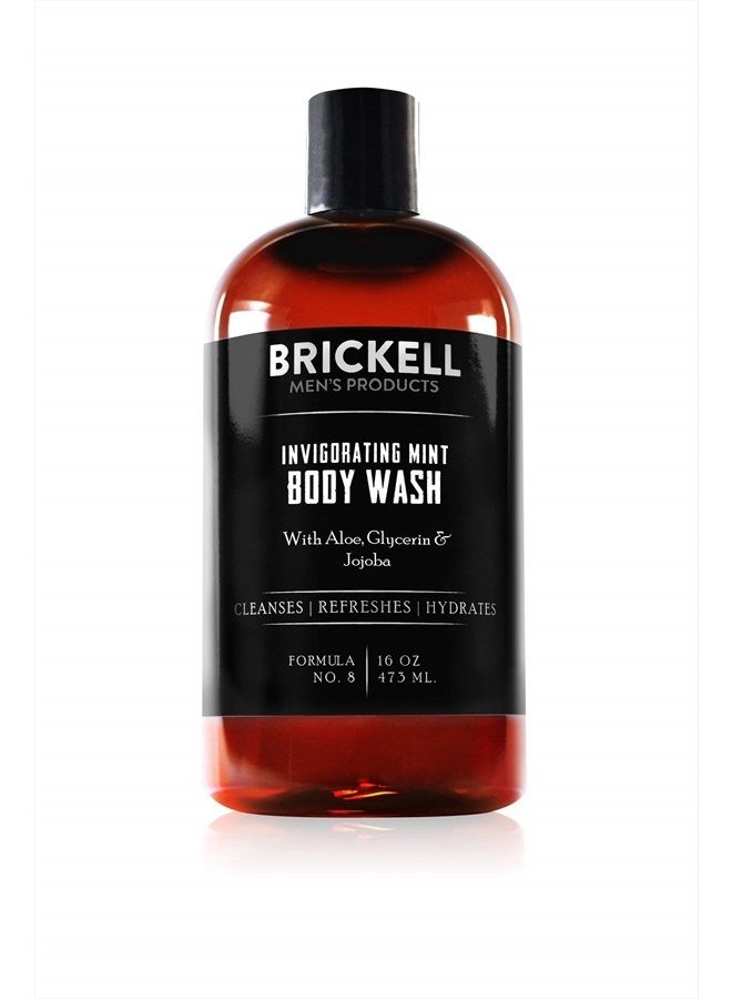 Brickell Men's Invigorating Mint Body Wash for Men, Natural and Organic Deep Cleaning Shower Gel with Aloe, Glycerin, and Jojoba, Sulfate Free