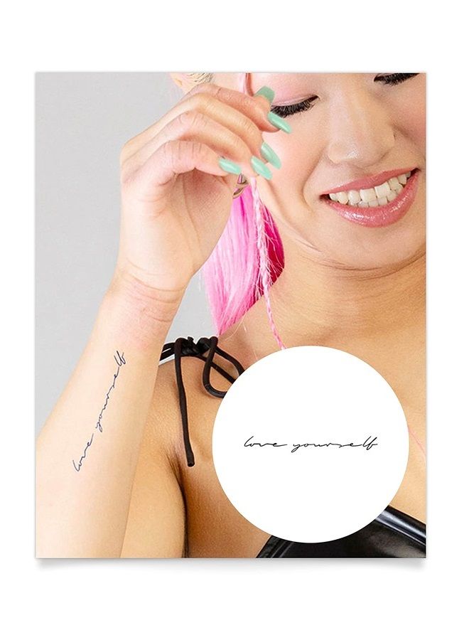 Inkbox Temporary Tattoos, Semi-Permanent Tattoo, One Premium Easy Long Lasting, Water-Resistant Temp Tattoo with For Now Ink - Lasts 1-2 Weeks, Love Letters, 5 x 2 in