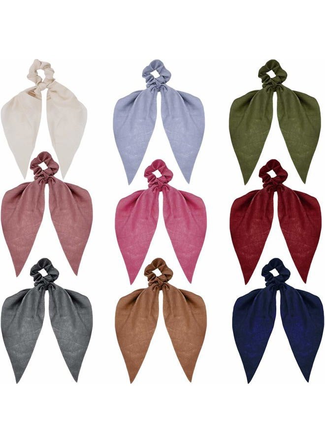 9 Pcs Satin Hair Accessories Set: Bow Scrunchies, Solid Bow Hair Bands, Ribbon Ponytail Holders with Tails, and Elastic Hair Ties for Women