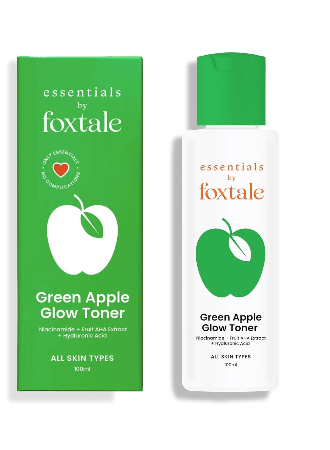 Foxtale Essentials Daily Green Apple Glow Toner with Niacinamide Fruit AHA Extract and Hyaluronic Acid 100ml