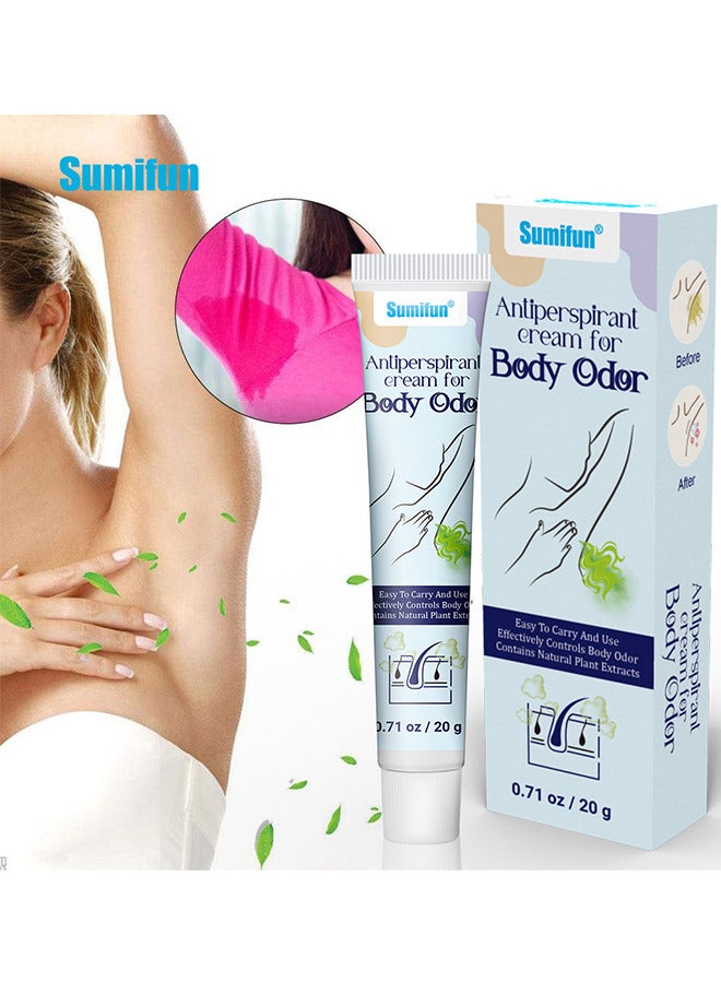 Antiperspirant Cream For Body Odor, Remover Underarm Antiperspirant And Deodorant Mild Long Lasting Waterproof Sweatproof Skin Friendly Fresh Effective Underarm Odor Cream To Get Rid Of Body Odor 20G