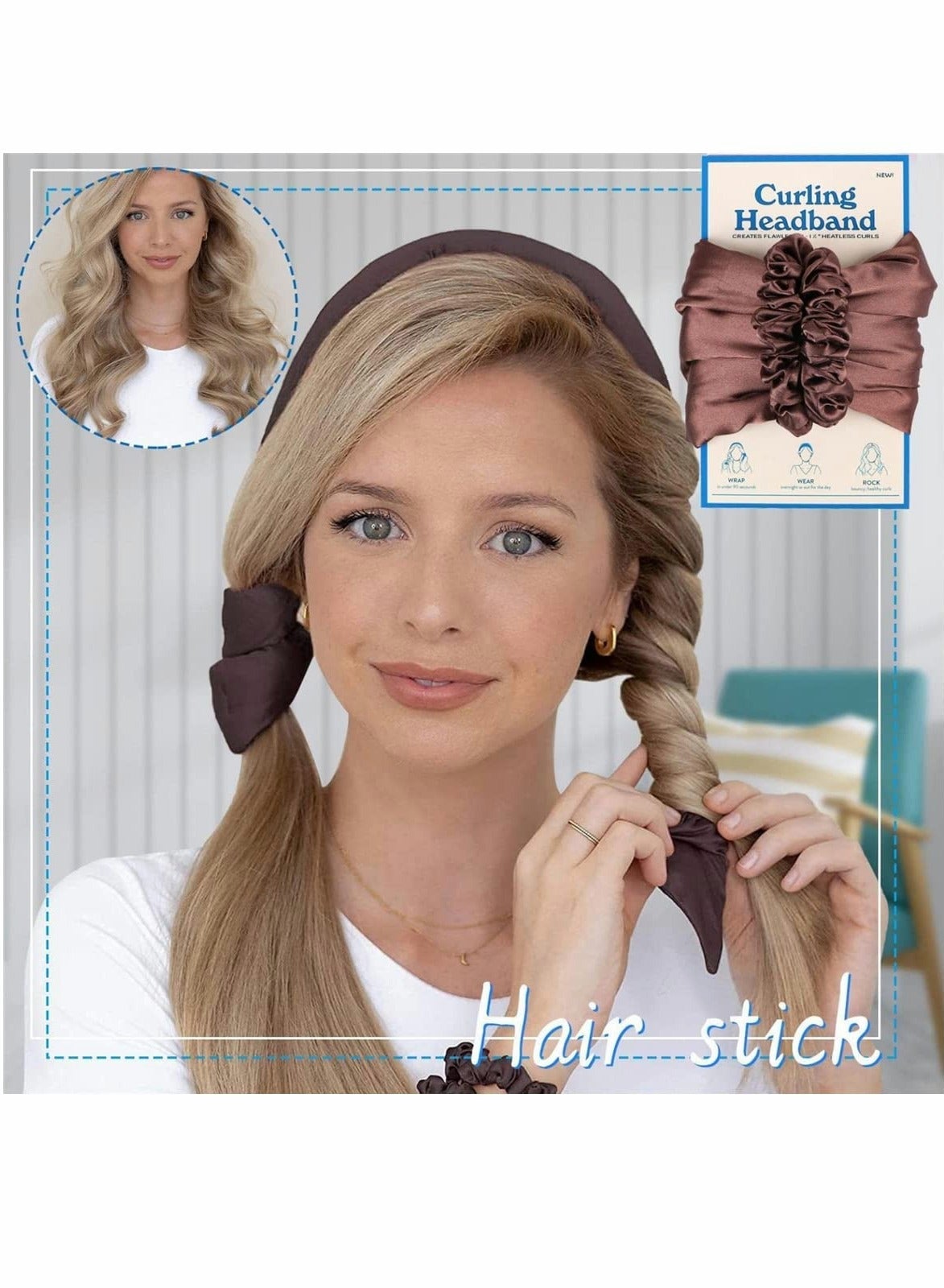 No Heat Curling Iron Headband, Lazy Curling Iron Foam Sponge Curling Big Waves, No Heat Wire Curling Headband, For Women Party, Party, Everyday Life