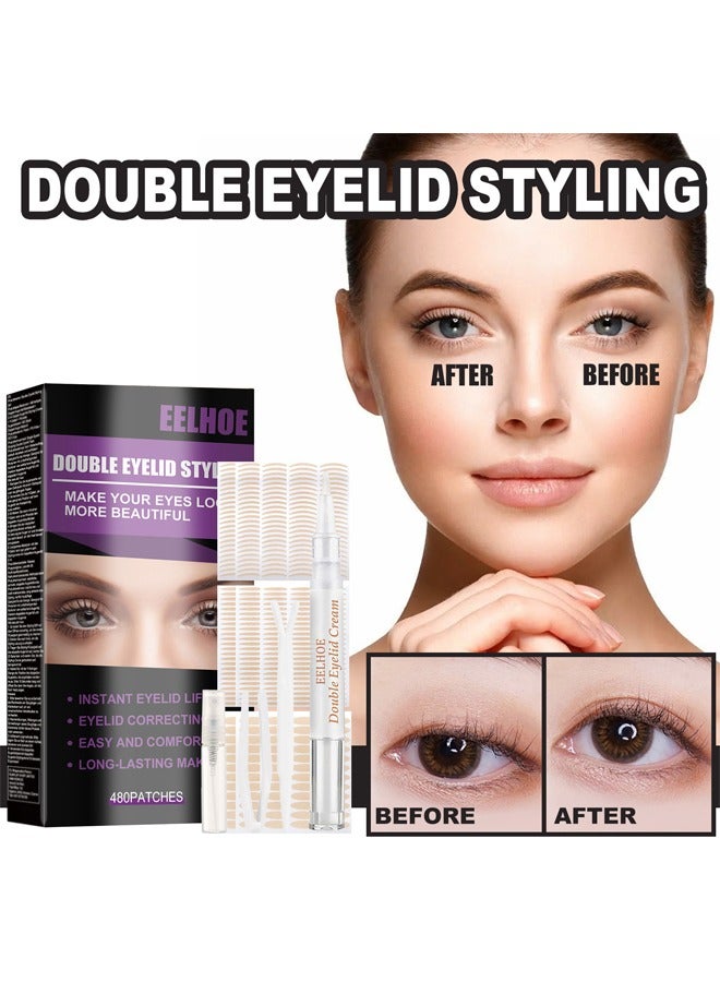 Double Eyelid Styling-Invisible Waterproof Double Eyelid Patch For Uneven Single Eyelids Droopy Eyelids No Trace Natural Invisible No Glue
