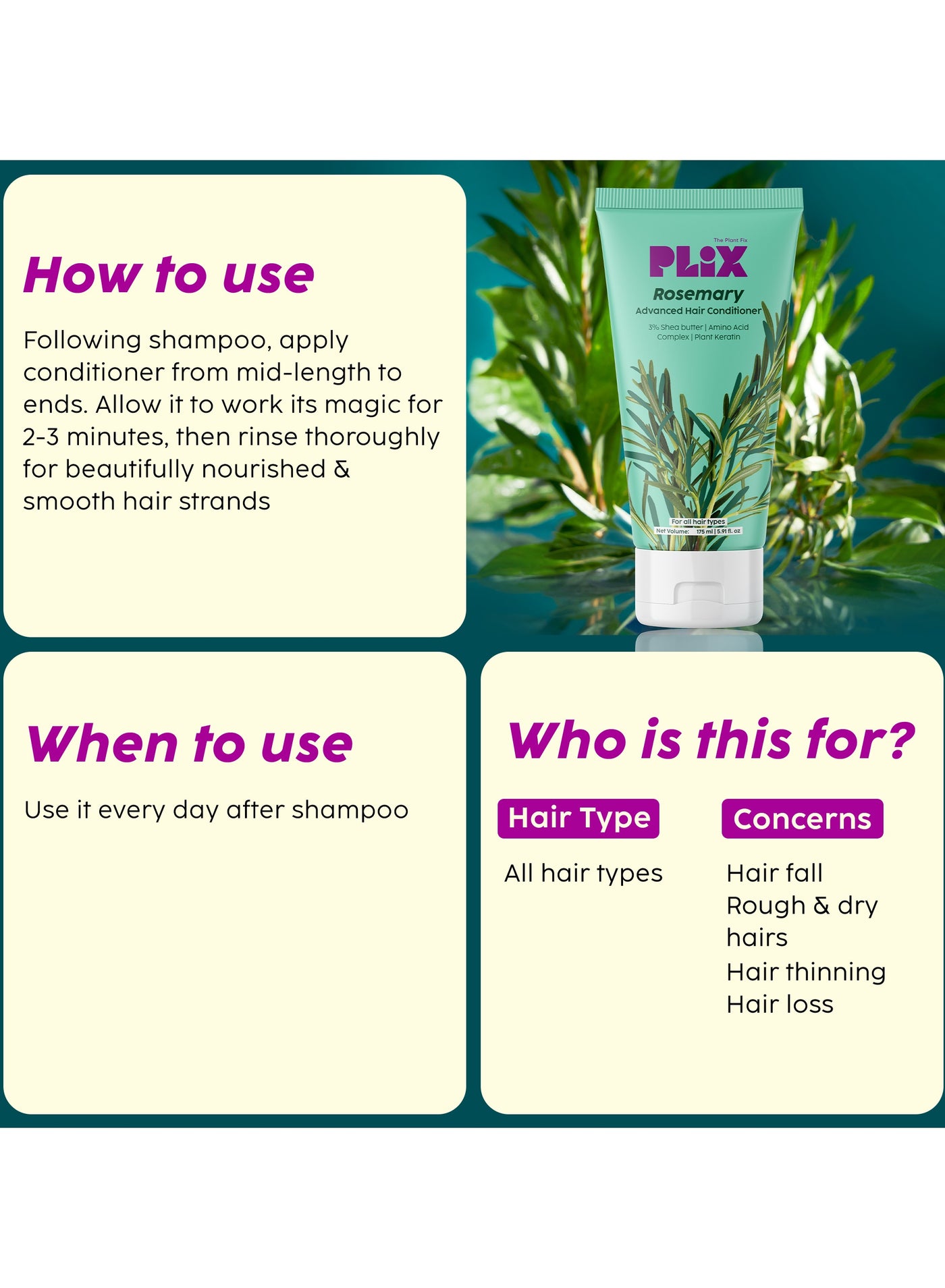 Rosemary Advanced Anti Hair Fall Conditioner With Rosemary For Reducing Hair Loss, BreakageAll Hair Types Men & Women Sulphate & Parabeen Free175 ml - image 6