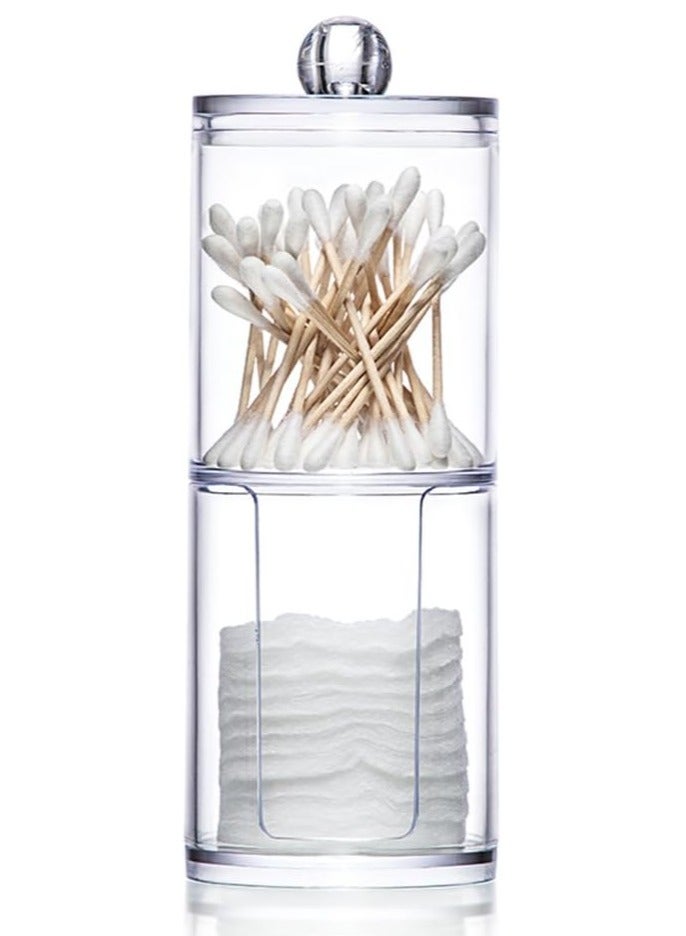 Two layer Cotton Pads Container Storage Box Case Cosmetics Organizer Transparent