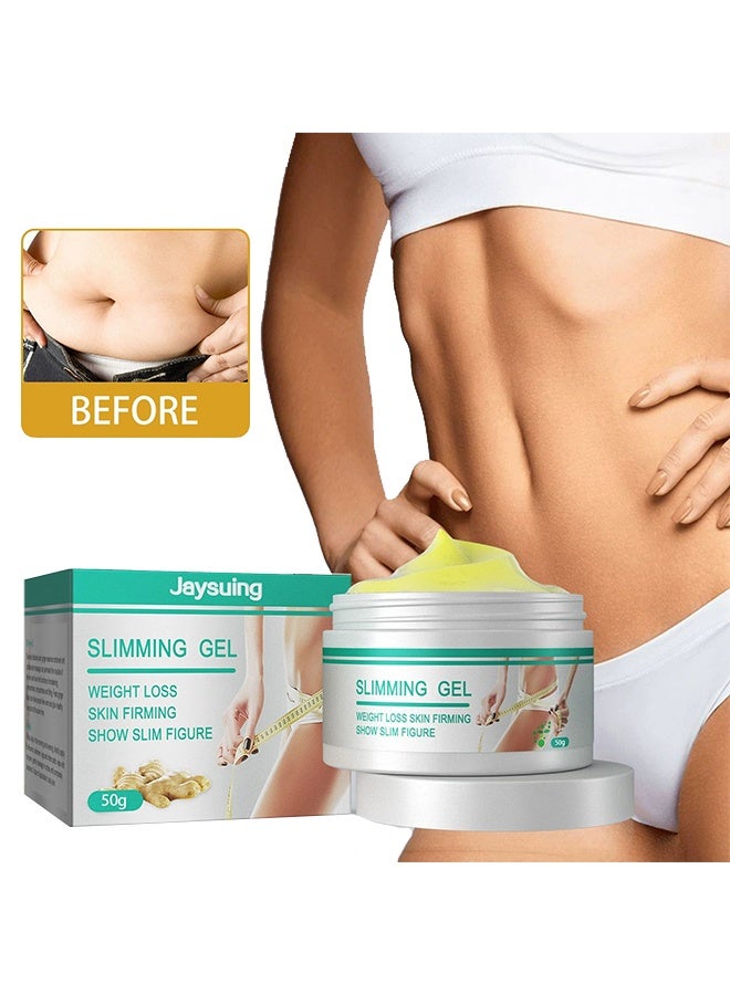 Slimming Gel, Navel Arm Leg Belly Ginger Fat Burning Cream, Weight Loss Skin Firming Moisturizing Massage Gel for Cellulite, Soothing, Relaxing, Tightening & Slimming (50g)