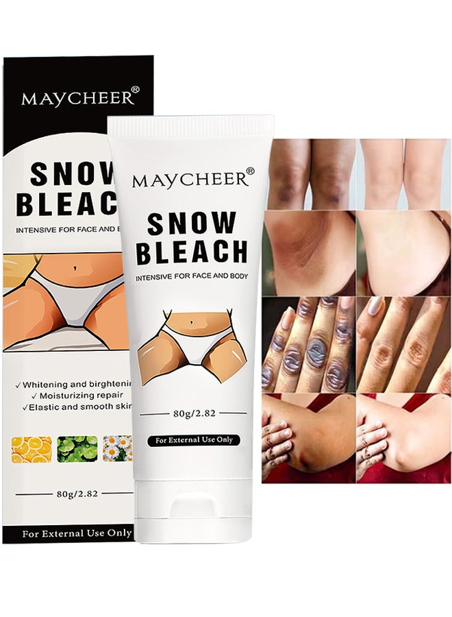 Snow Bleach Cream For Private Part Underarm Whitening, Dark Skin Bleaching Cream For Dark Spots, Face And Body Skin Lightening Bleaching Cream For Intimate Areas Brightening, 80G