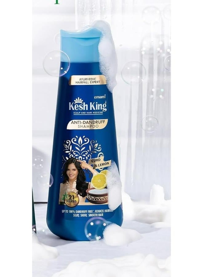 Kesh King Ayurvedic Anti Dandruff Shampoo Up to 100% Dandruff Free Reduces Hair Fall 21 Natural Ingredients With The Goodness Of Curd Lemon and Neem 340 ML