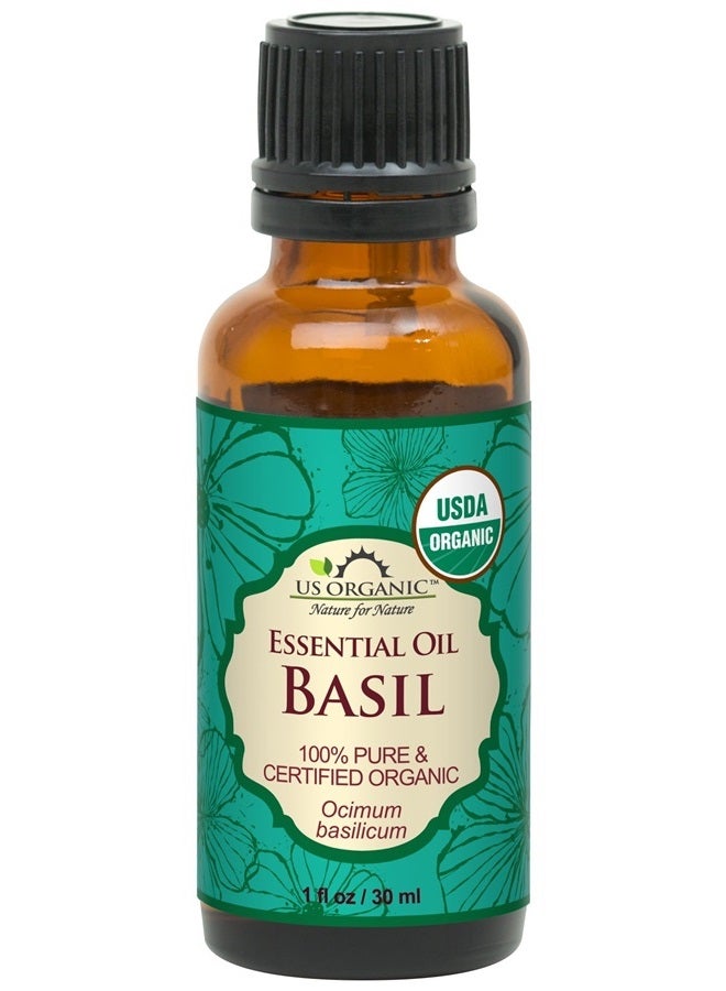 100% Pure Basil Essential Oil - USDA Certified Organic, Steam Distilled W/Euro droppers (More Size Variations Available) (30 ml / 1 fl oz)
