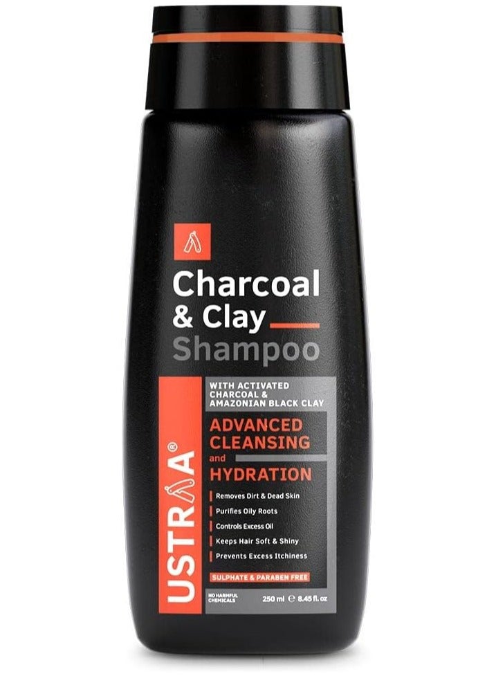 Ustraa Charcoal & Clay Hair Shampoo, 250ml