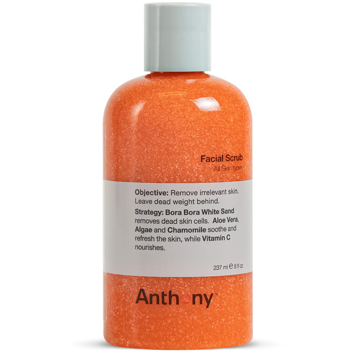 Anthony Facial Scrub â€“ Menâ€™s Exfoliating Face Wash with Vitamin C, Aloe, Chamomile and Algae for Deep Cleansing and Detoxifying 8 Fl Oz