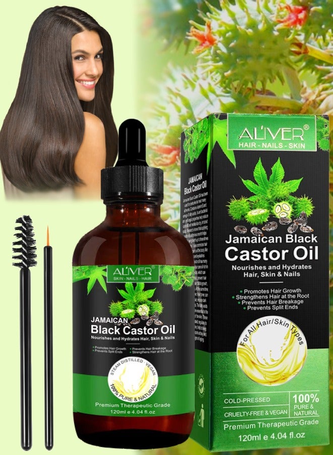 120ml Organic Castor Oil 100% Pure Cold Pressed Castor Oil for Skin Nails Hair Growth Eyebrows and Eyelashes Eyelash and Eyebrow Growth Serum Prevent Hair Eyebrow and Eyelashes Loss