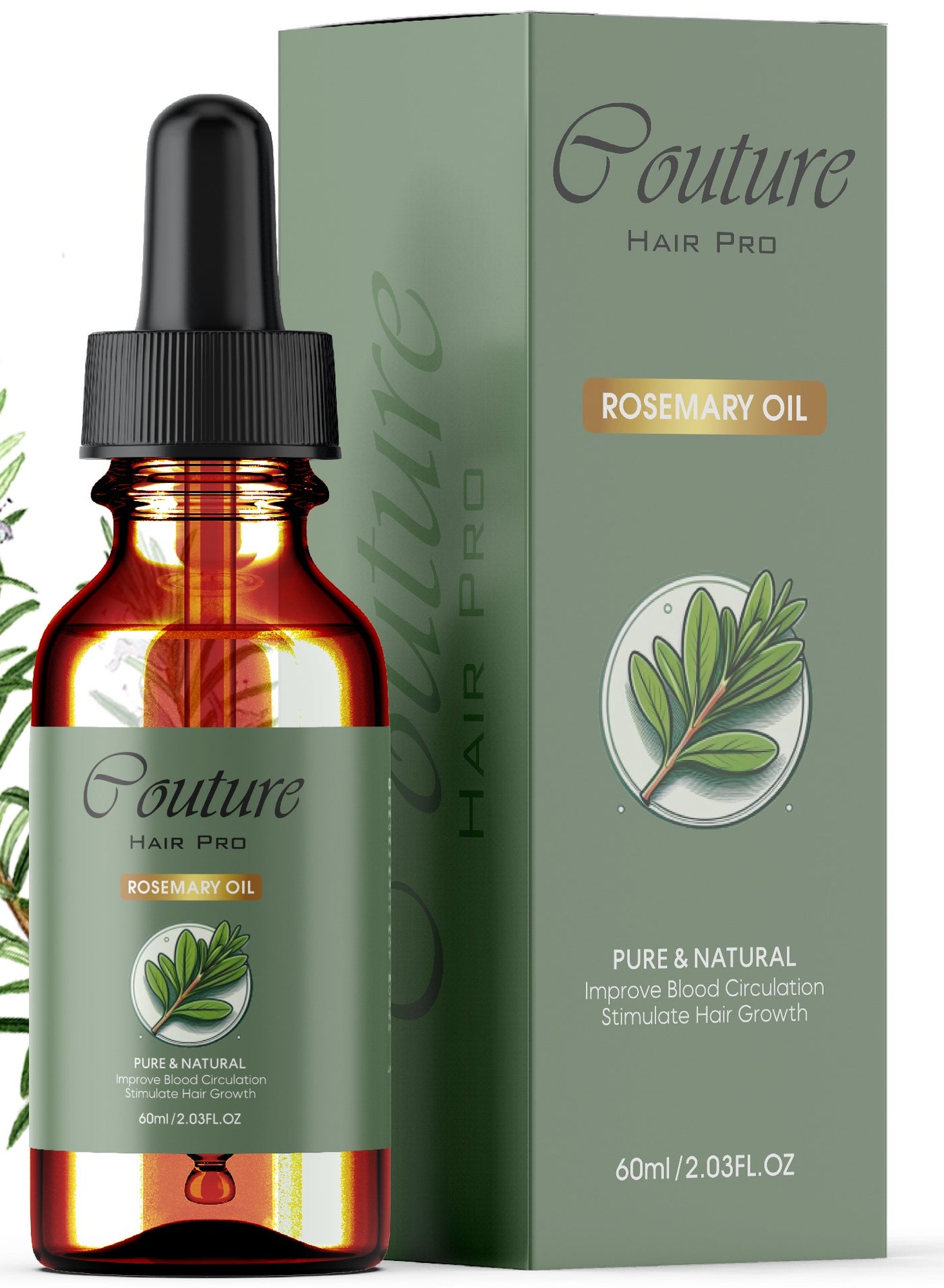 Couture Hair Pro Rosemary Oil for Hair Growth & Scalp Health – 100% Pure, Natural, Cold-Pressed Rosemary Essential Oil – Promotes Thicker, Stronger Hair – No Additives, Paraben-Free, Vegan-Friendly