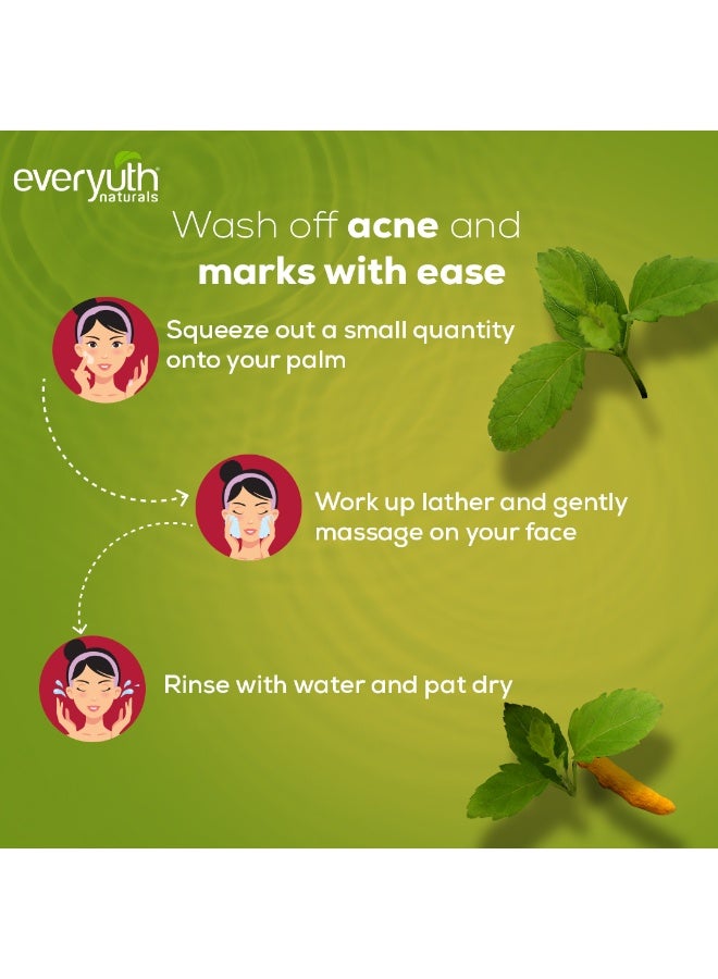 Everyuth Naturals Anti Acne, Anti Marks Tulsi Turmeric Face Wash|Gentle Exfoliation & Blemish Control|Paraben free|For Oily, Dry, Normal, Combination & Sensitive Skin|100% Soap Free - 150 g - image 3