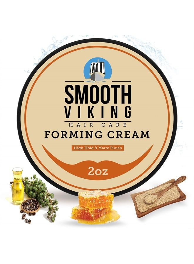 Smooth Viking Hair Cream for Men - Bold and Confident Look with Matte Finish and High Hold Mens Styling Cream for Short and Long Hair Types - Men Hair Gel, 2oz