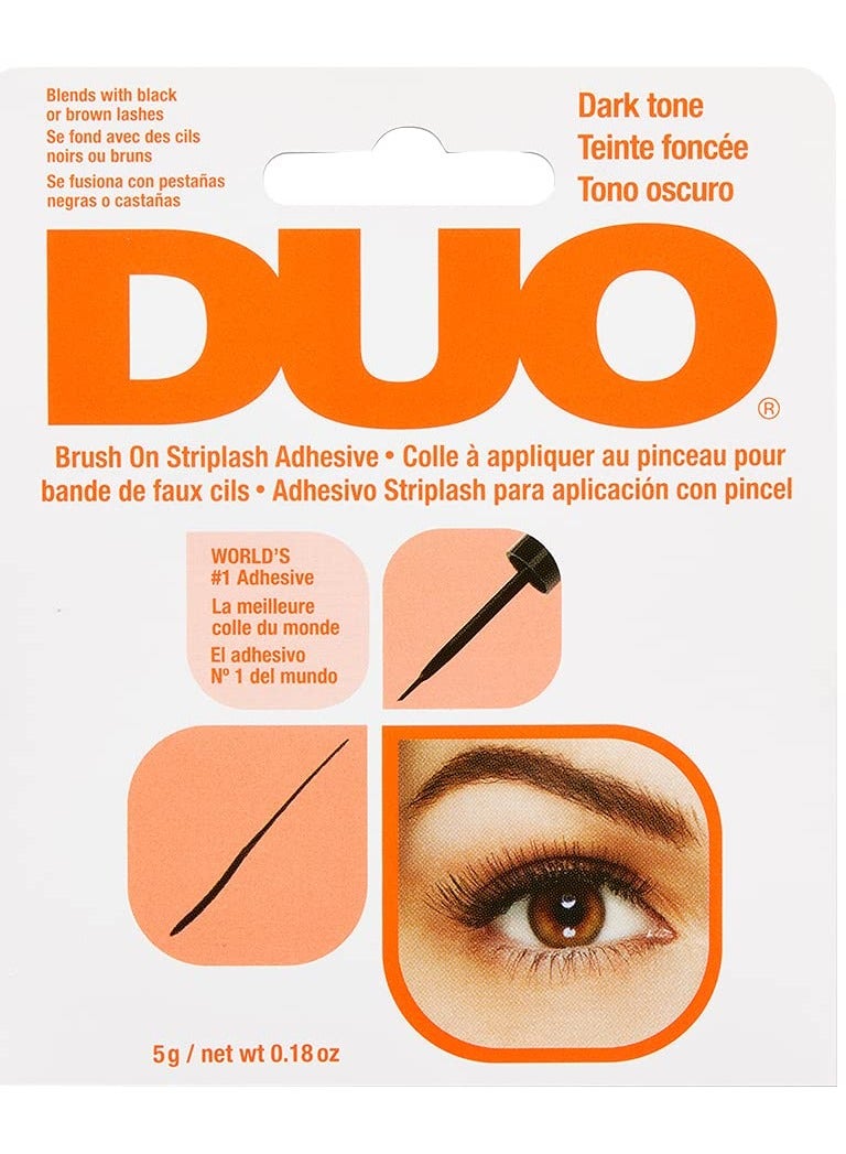 Duo Brush On Strip Lash Adhesive - Dark Tone, Waterproof, Latex-Free, Quick-Drying Lash Glue for All-Day Wear, 5g