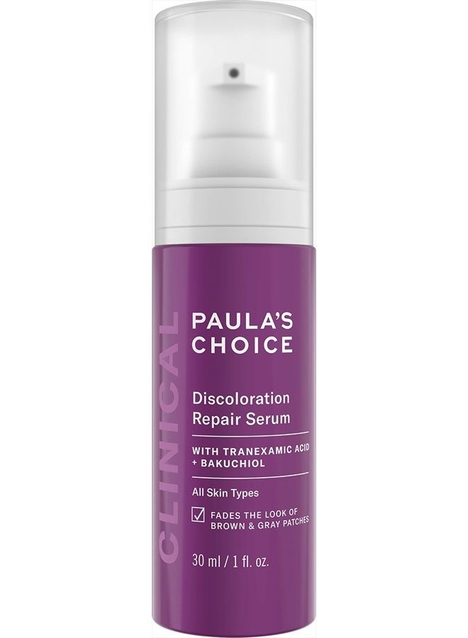 CLINICAL Discoloration Repair Serum with Tranexemic Acid for Stubborn Dark Spots, Post-Acne Marks & Sun Damage, Paraben-Free & Fragrance-Free, 1 Fl Oz