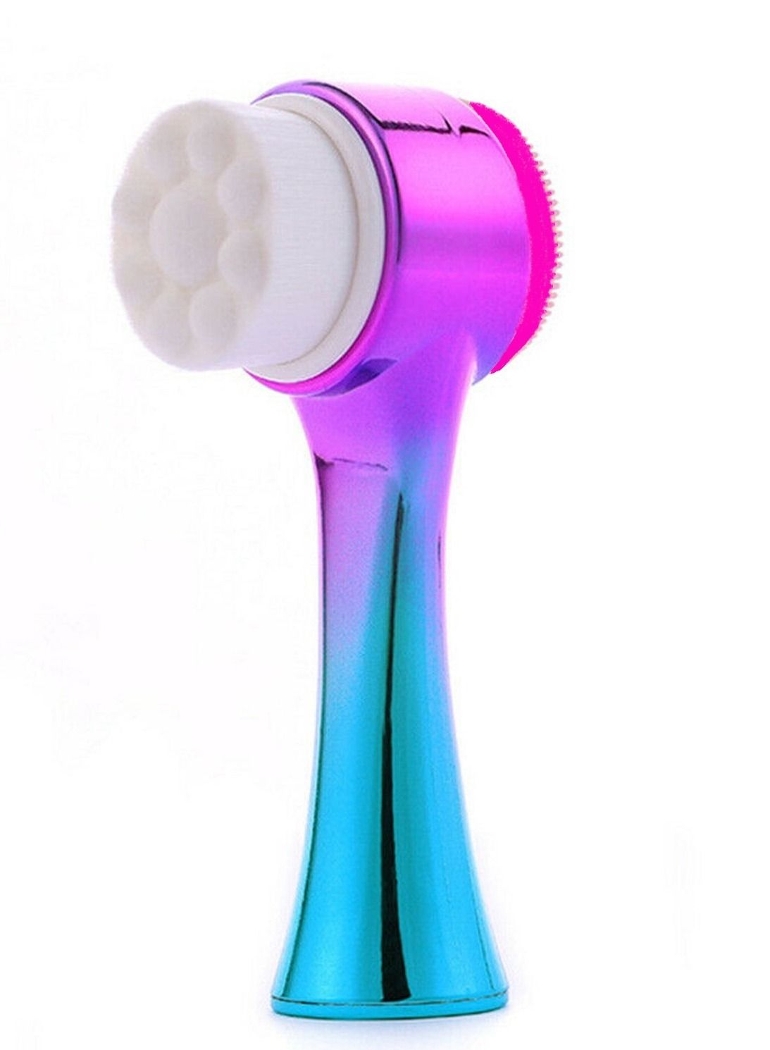 Facial Cleaning Brush 2 In 1  Double Sided With Soft Bristles and Silicone Exfoliating Pad Facial Massager Tool