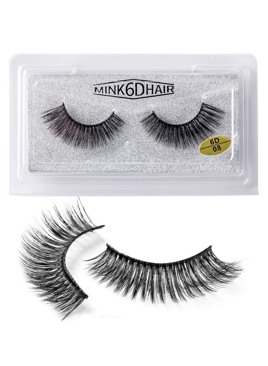 False Eyelashes 6D Natural Fluffy Fake Lashes, Reusable   Waterproof Glue Free Hand-made Dramatic Thick Crossed Cluster Fake Eye Lashes Soft Long Lashes Pack for Makeup