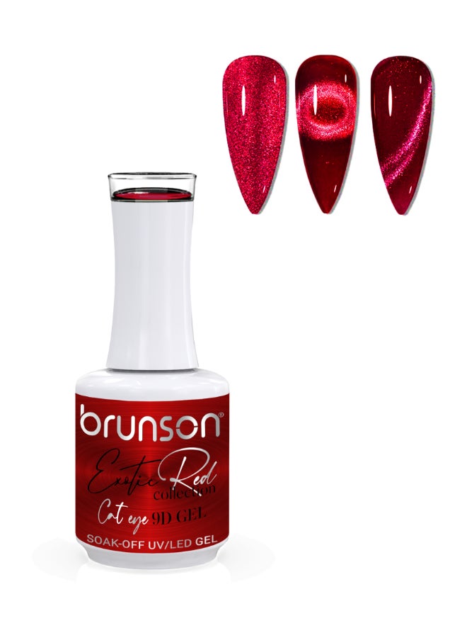 Exotic Red 9D Cat Eye Magnetic Soak Off UV/LED Gel Polish  BER9D02